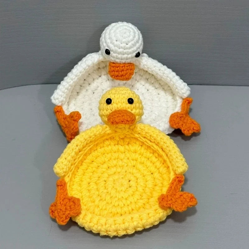 coaster crocheté blanc orange jaune créatif artisanal respectueux environnement maison