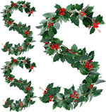 guirlande noël baies rouges feuilles vertes décoration intérieure noël traditionnelle festive adhésive naturelle artificielle