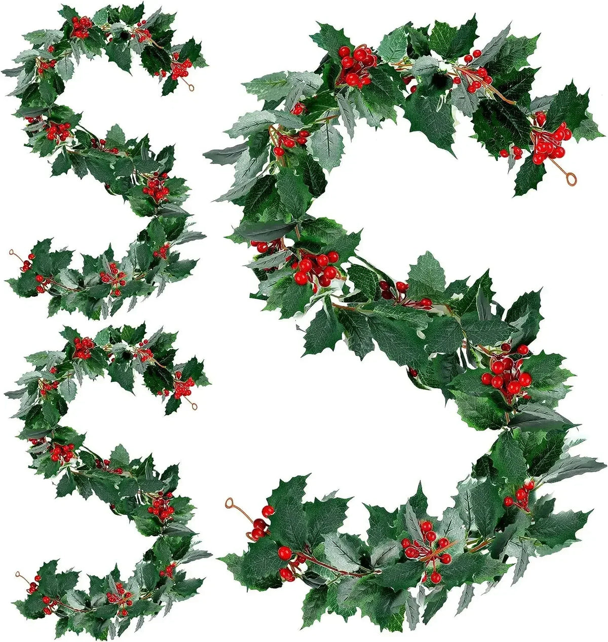 guirlande noël baies rouges feuilles vertes décoration intérieure noël traditionnelle festive adhésive naturelle artificielle