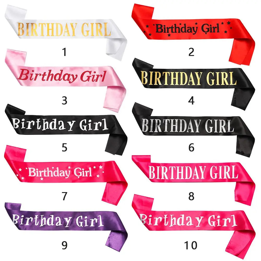 rubans fête anniversaire fille lettres birthday girl rouge violet noir festive