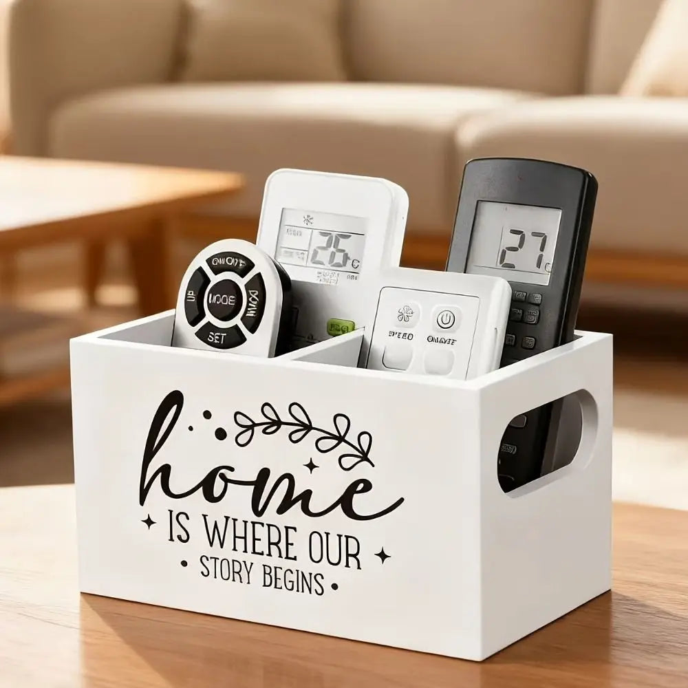 boîte rangement bois minimaliste noir blanc imprimé sweet poignées télécommandes régulateurs