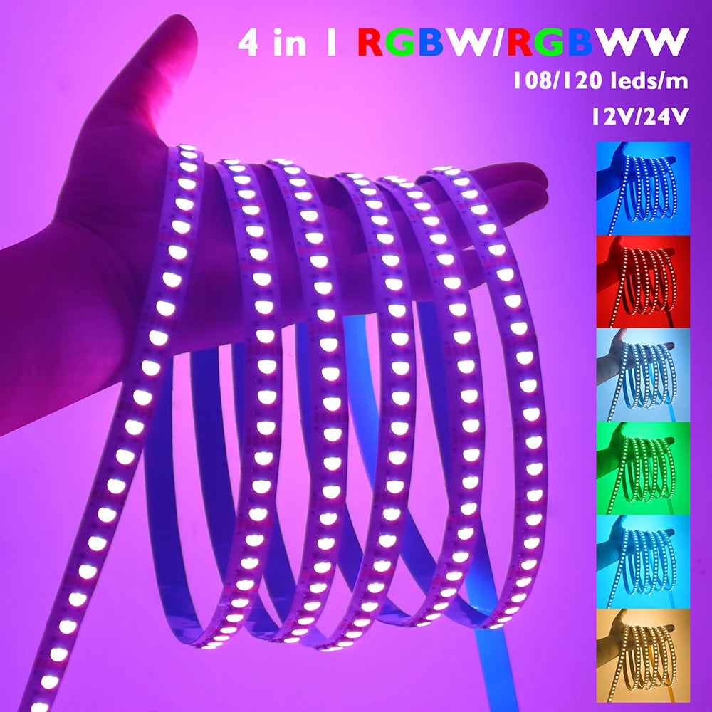 ruban led flexible rgbww rgbw rgbcct 12v 24v 60 108 120 leds adhésif moderne