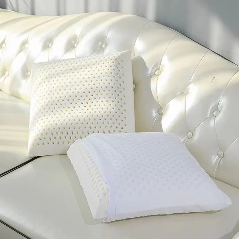 coussin latex naturel polyester blanc perforé contemporain 40x40 40x60 45x45