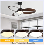 ventilateur moderne 42 52 pouces noir bois lampe intégrée télécommande led certifications vde ul