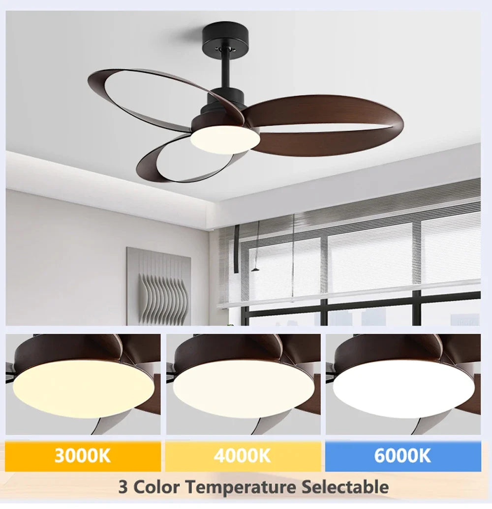 ventilateur moderne 42 52 pouces noir bois lampe intégrée télécommande led certifications vde ul