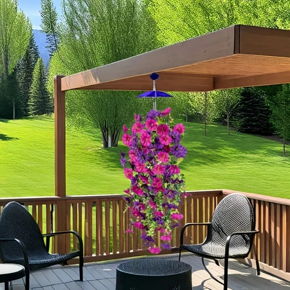 guirlande suspendue fleurs artificielles violet rose moderne décoration maison extérieure crochets 75cm