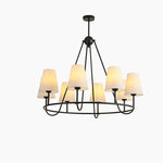 suspension lumineuse moderne tissu beige noir interrupteur bouton éclairage led encastré