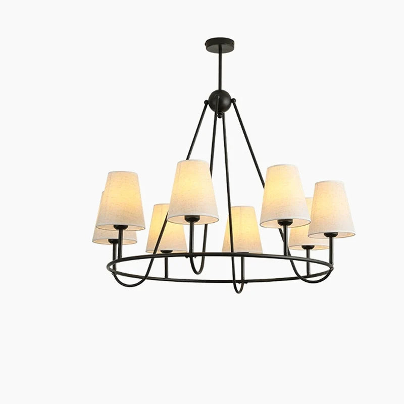 suspension lumineuse moderne tissu beige noir interrupteur bouton éclairage led encastré