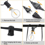 guirlande lumineuse extérieure led jaune orangé industrielle vintage 10m 15lamps imperméable ip44