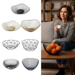 corbeille fruits métal noir doré maille géométrique moderne rangement cuisine