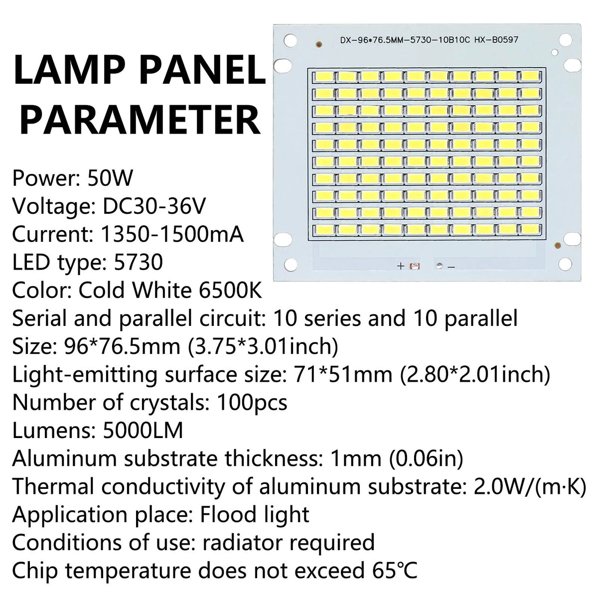 plaques led 50w blanc chaud neutre froide 5730 diodes industrielle floodlight projecteur