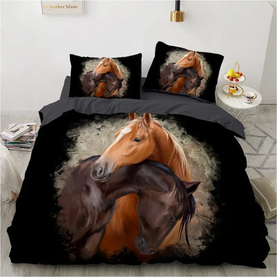 Housse de couette chevaux 3D design luxe