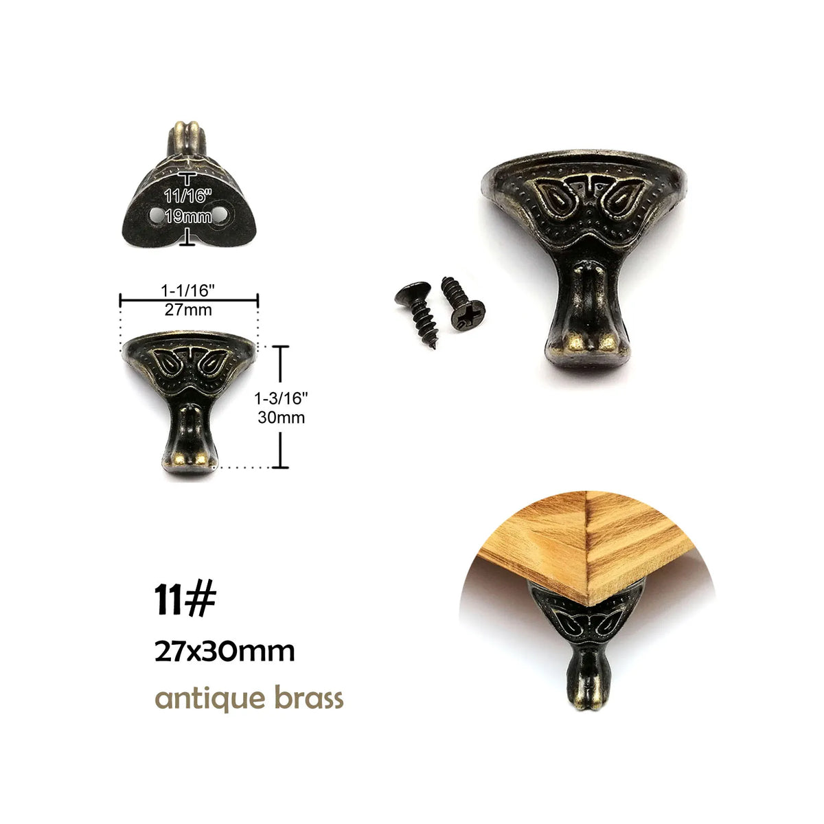 pieds boîte vis or argent bronze classique élégants ornements sculptural fixés bois