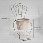 support plante chaise vintage blanche floral élégant maison jardin balcon