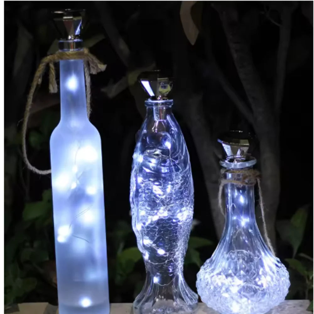 guirlandes lumineuses solaires bouteilles décoratives led multicolore extérieures festives jardin bar