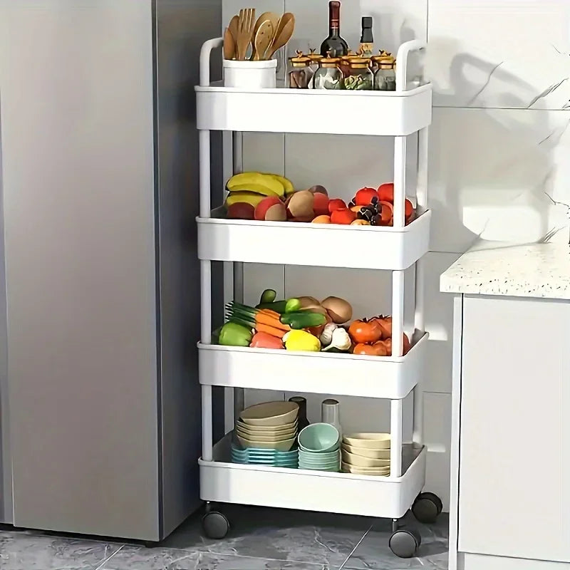 chariot rangement blanc moderne cinq niveaux rangement cuisine salle bain respectueux l'environnement plastique pp