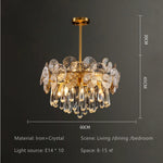 Suspension lumineuse moderne cristal doré transparent salon chambre 2000 82000 lumens