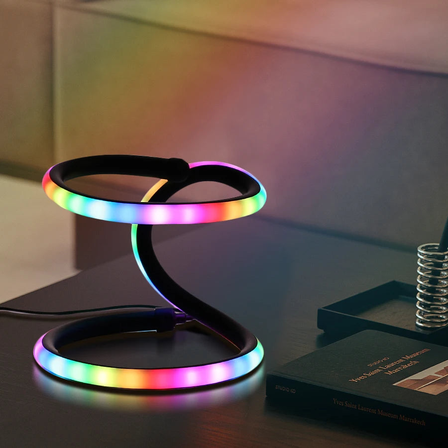 lampe led moderne noire télécommande lumière rvb usb minimaliste ambre adjustable
