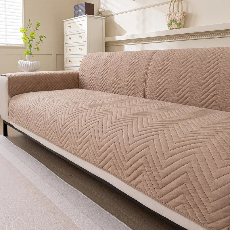 housse canapé extensible imperméable anti griffes animaux salon moderne gris beige rayures
