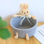 panier tissé réutilisable rangement enfant oiseaux peluche bijoux couleurs douces moderne