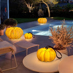 décoration extérieure citrouille lumineuse moderne orange rayures noires ip65 led autonomes