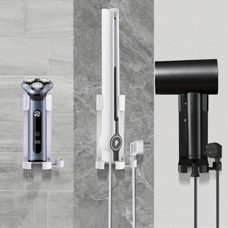 porte outils mural violet adhésif moderne porte brosse dents shampoing cordon sèche cheveux