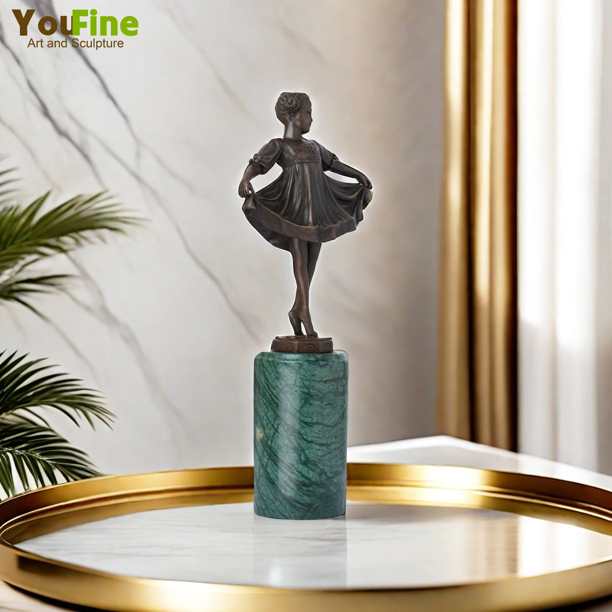 statue décorative ballerine bronze marbre base ornement maison art nouveau décoration collection cadeau