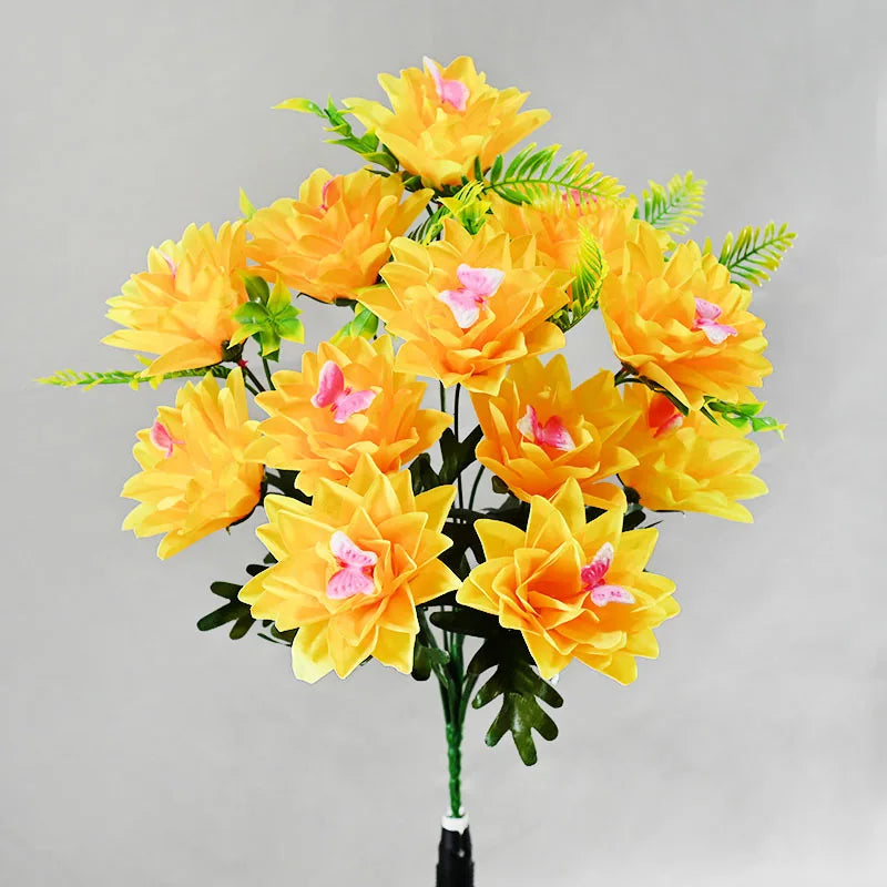 Bouquet fleurs artificielles modernes jaune rouge blanc rose lotus élégantes intérieur mariage anniversaire