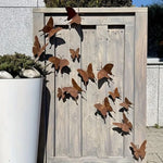décoration murale papillons métal rustique chambre enfants marron oxydé texturé mur porte extérieur