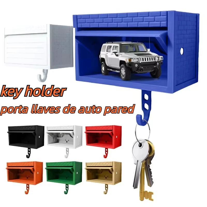 décoration murale moderne porte clés organisation clés voitures miniatures bois bleu adhésif facile