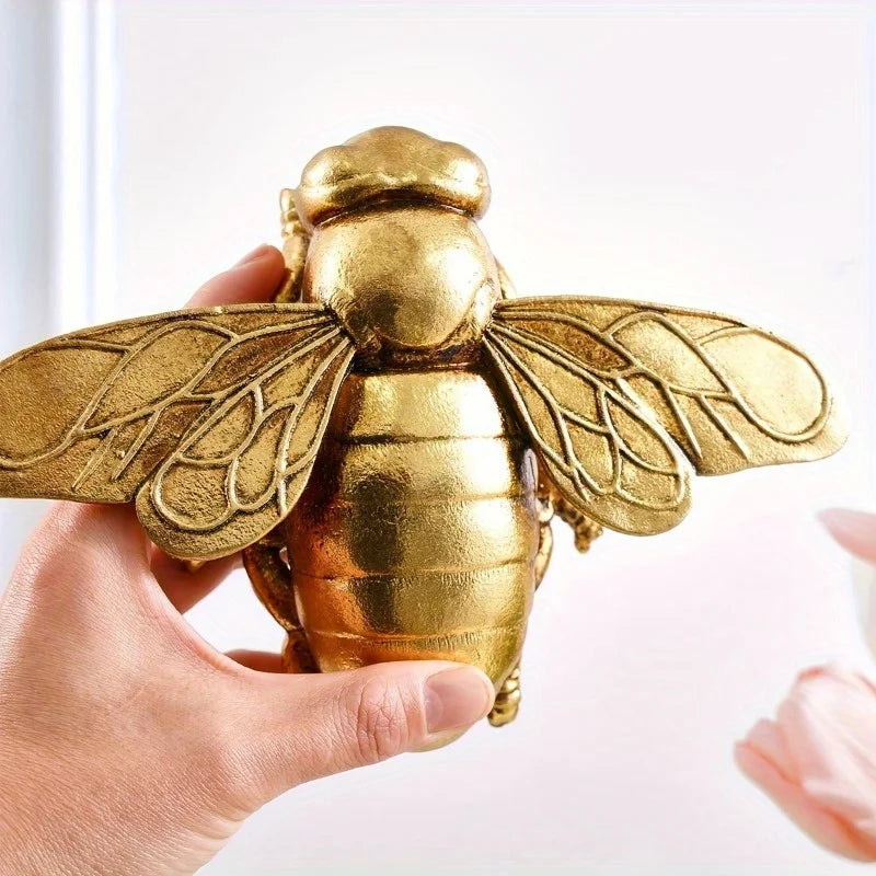 figurine abeille dorée résine décoration moderne intérieure salon réaliste sculptée adhésif