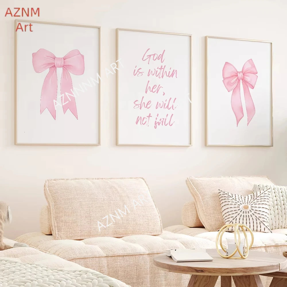 affiche art minimaliste abstraite rose arcs rubans texte manuscrit sans cadre