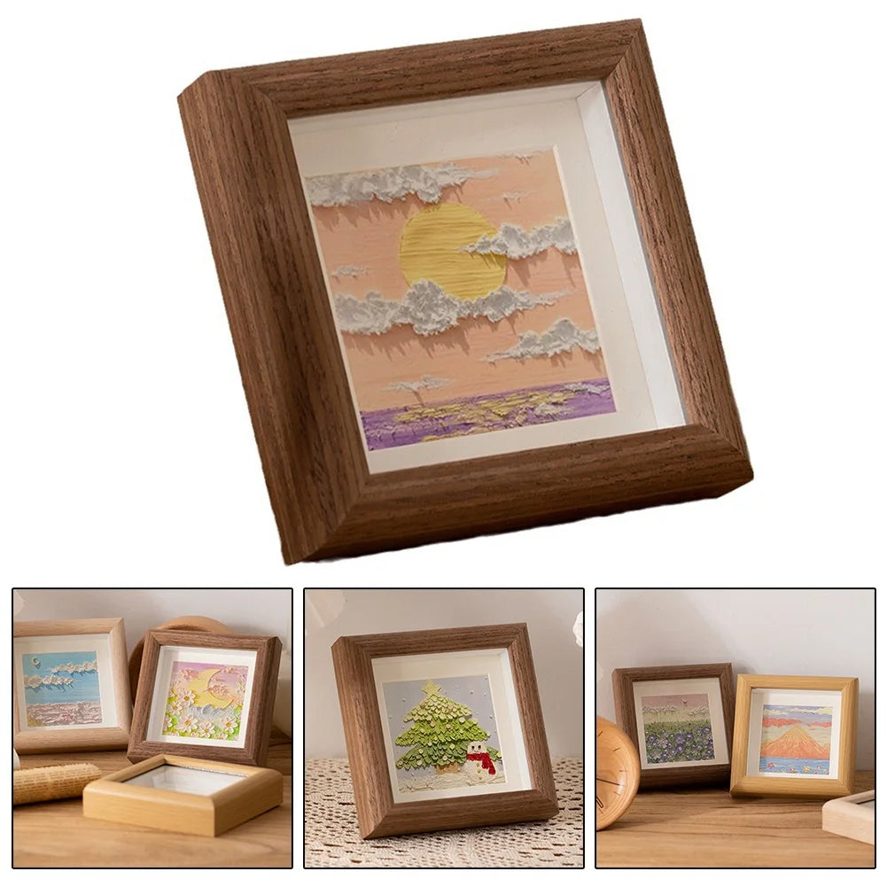 cadre photo bois rustique marron transparent paysage arbre noel floral abstrait poucesintérieur blanc système