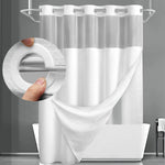rideau douche moderne double couche gaufre blanc gris bleu vert texture tissée opaque magnets