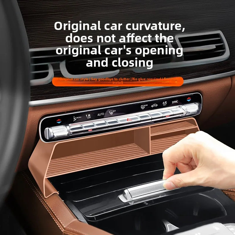 organisateur rangement voiture beige compartiments lumière texture micro perforée contemporain adhésif poignée
