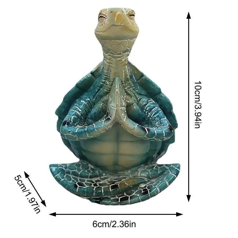 statuette tortue méditative resine bleu turquoise zen jardin décoration plage spirituelle texturée crémee verte
