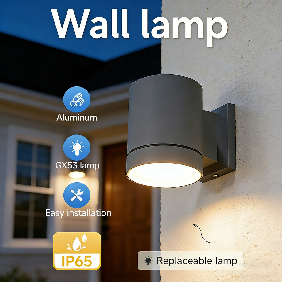 lampe murale moderne gris métallisé ip65 hydrofuge vis flux lumineux 2492000 led