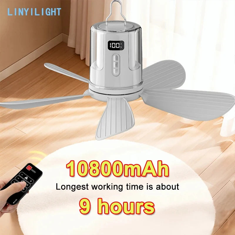 ventilateur portable blanc moderne 400mm rgb télécommande lumière ambiance camping