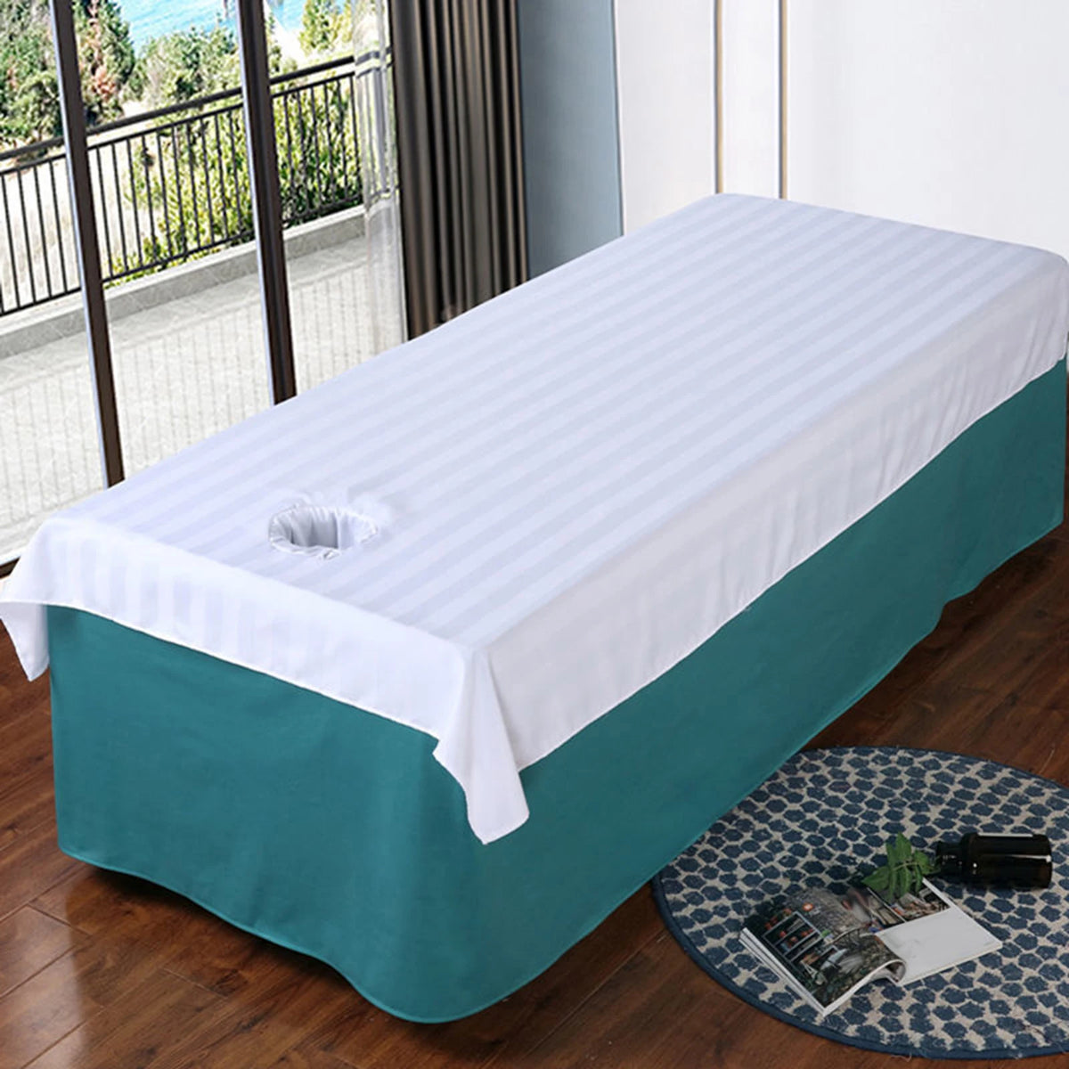 drap table massage uni imperméable marron blanc violet vert moderne spa relaxation face trous