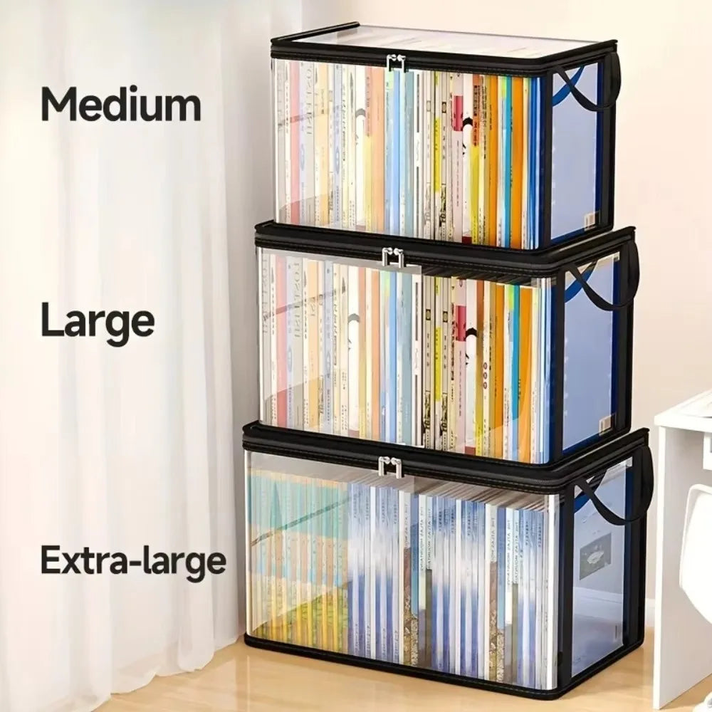 boîte rangement transparente moderne poignées rectangle pvc robuste organisation jouets fournitures scolaires