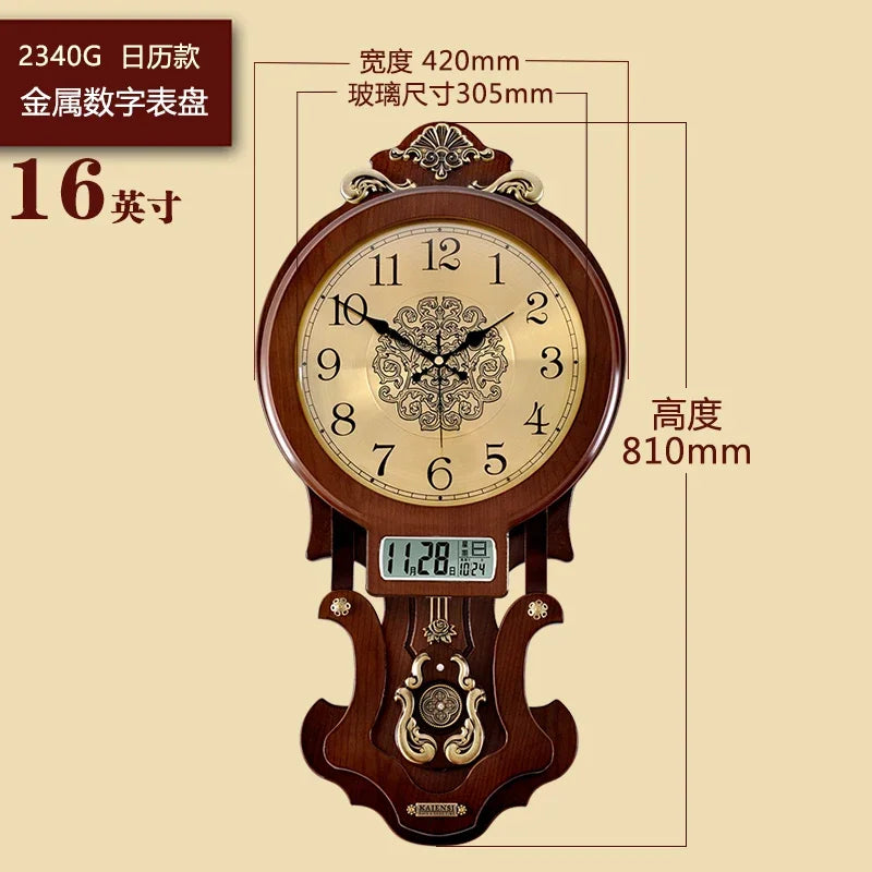 horloge murale bois doré motif floral vintage classique fixation decoration maison