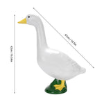 statue canard blanc plumes decoratif exterieur base verte pieds jaunes
