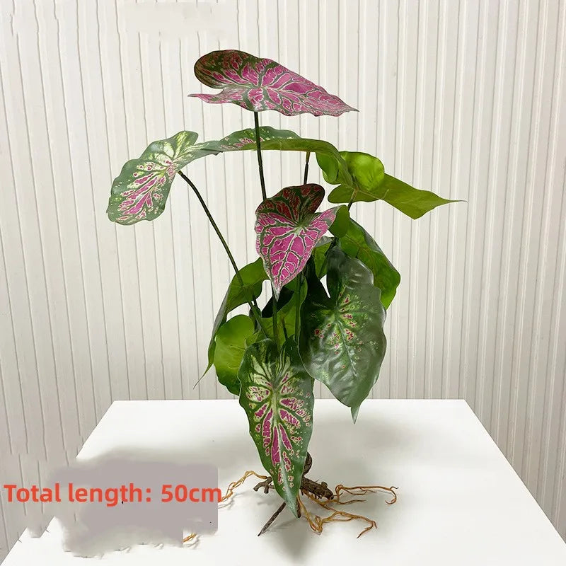décoration murale moderne plante artificielle feuilles vertes racines apparentes salon chambre coucherextérieur
