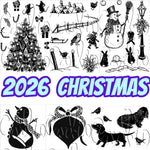 pochoirs noël dessin main noir blanc scrapbooking gaufrage decoration artisanale festive tampon papier carton