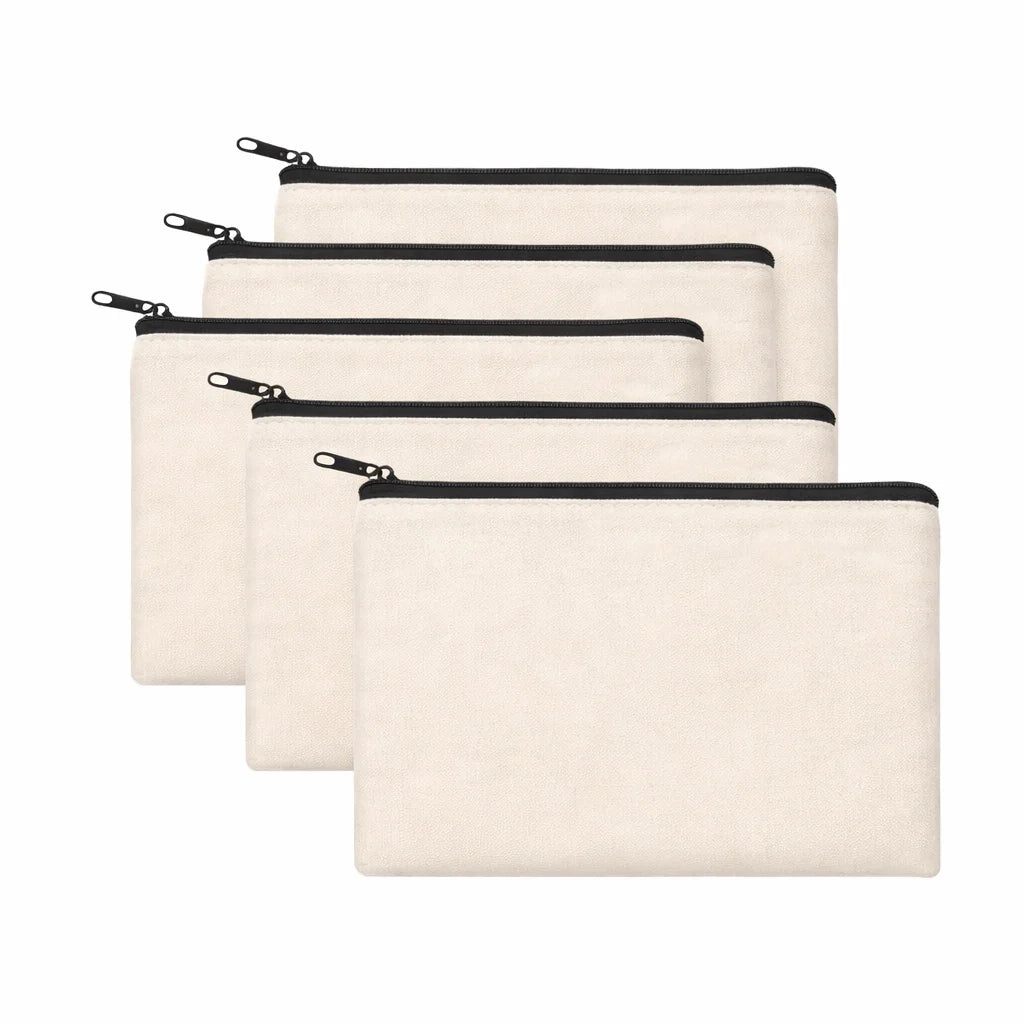 sacs zippés toile beige utilitaires rangement pinceaux crayons matériel polyvalents organisateurs