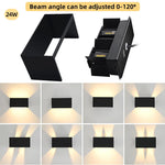 applique murale led noire contemporaine fixée mur éclairage quotidien 24w 10cm 10cm 20cm