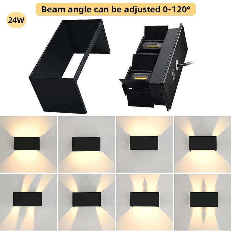 applique murale led noire contemporaine fixée mur éclairage quotidien 24w 10cm 10cm 20cm