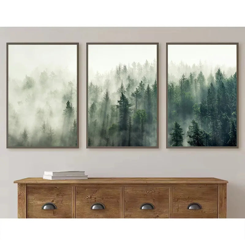 toile d'art moderne impression forestière abstraite verte décoration murale sans cadre chambre salon