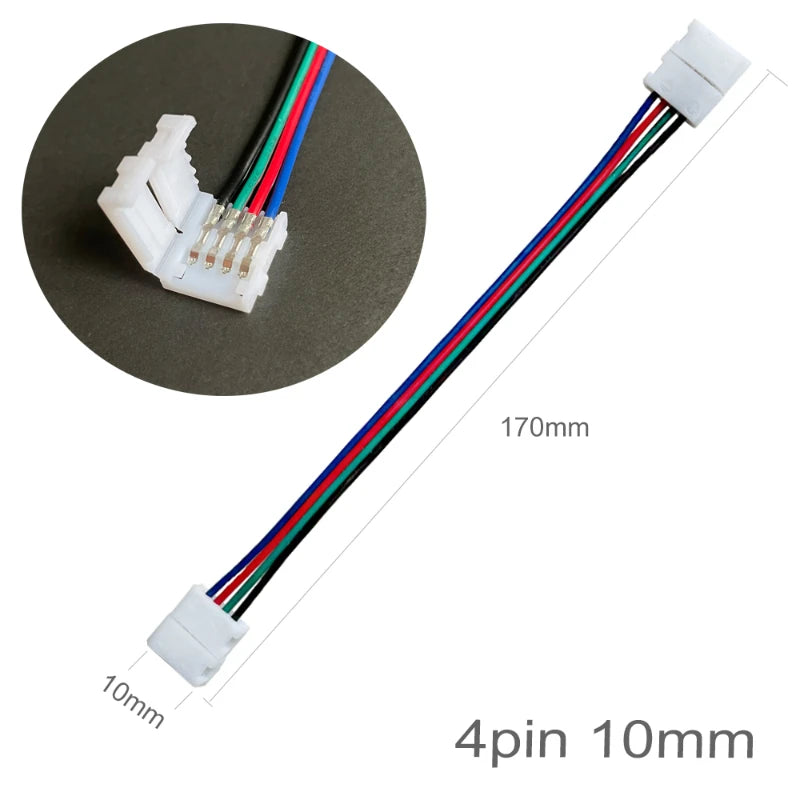 connecteur double tête bande led 2pin 3pin 4pin 5pin 6pin 15cm blanc rouge noir