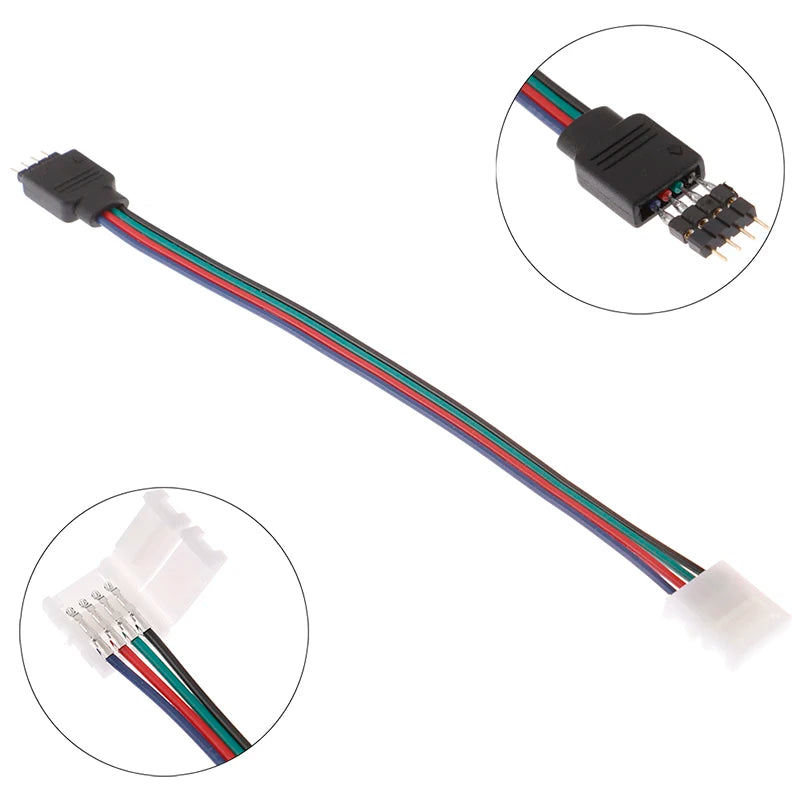 connecteurs câble led rgb noir blanc adaptateur secteur moderne quatre broches